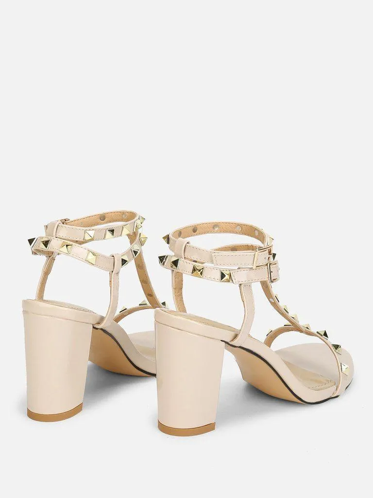Rockstud Detail Block Heeled Sandals