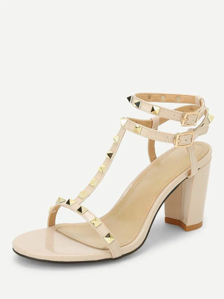 Rockstud Detail Block Heeled Sandals