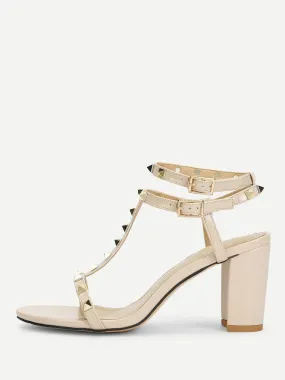 Rockstud Detail Block Heeled Sandals