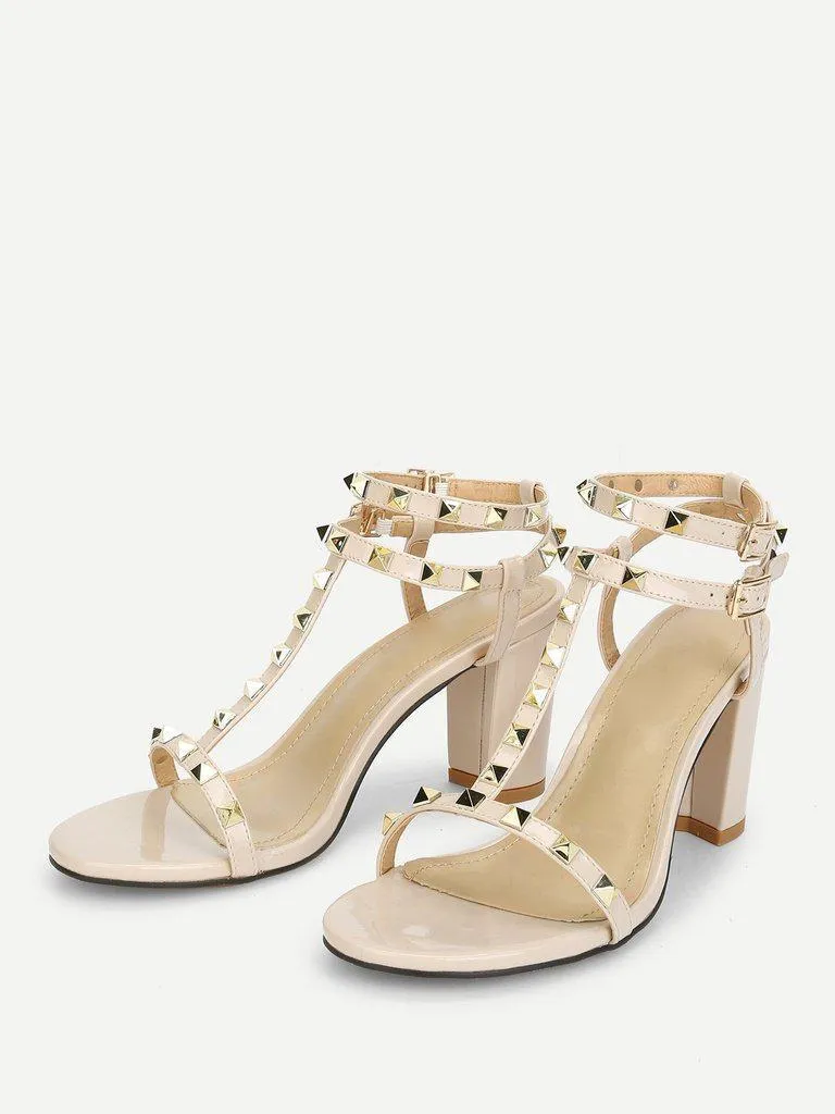 Rockstud Detail Block Heeled Sandals