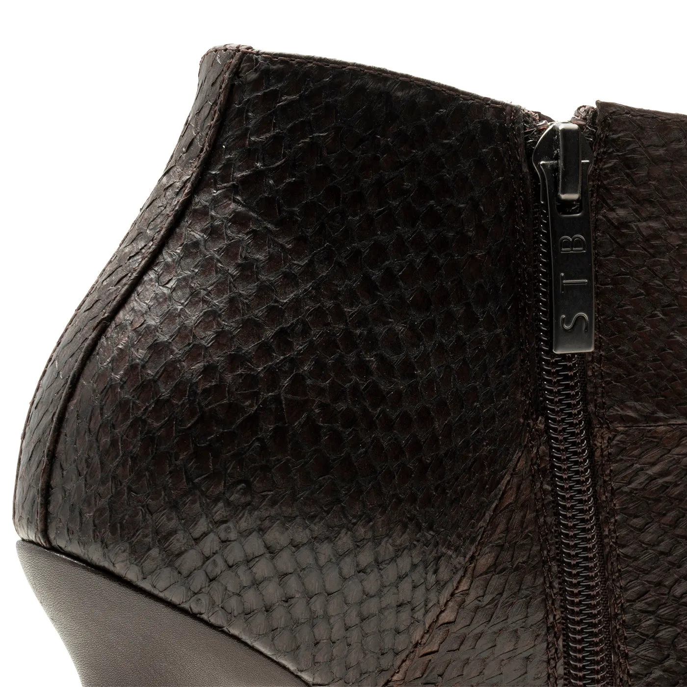 Saga bootie fishleather - DARK BROWN