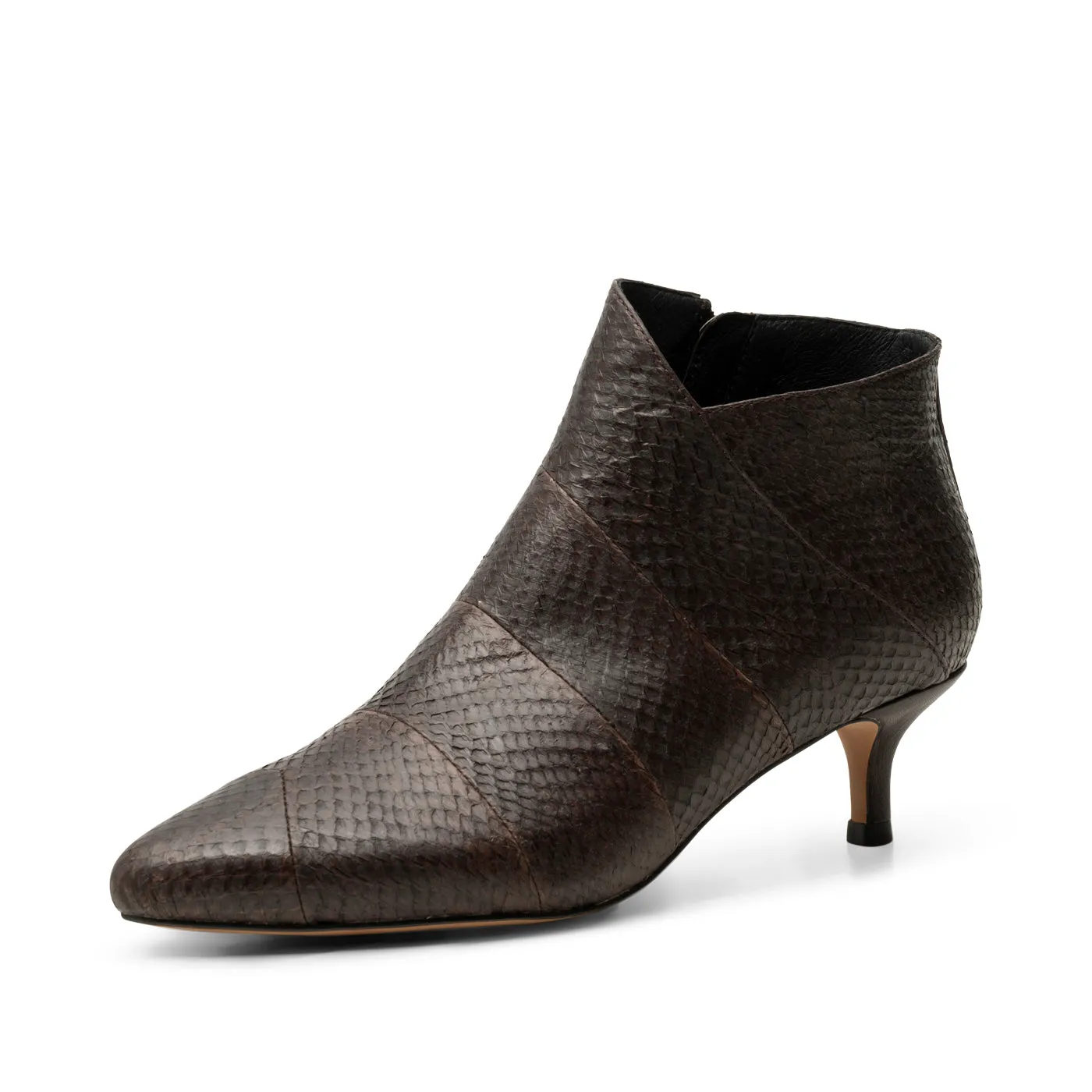 Saga bootie fishleather - DARK BROWN