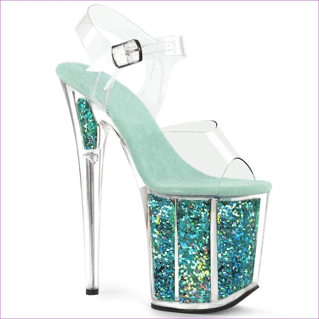 Sequin Transparent Platform Heel 7"