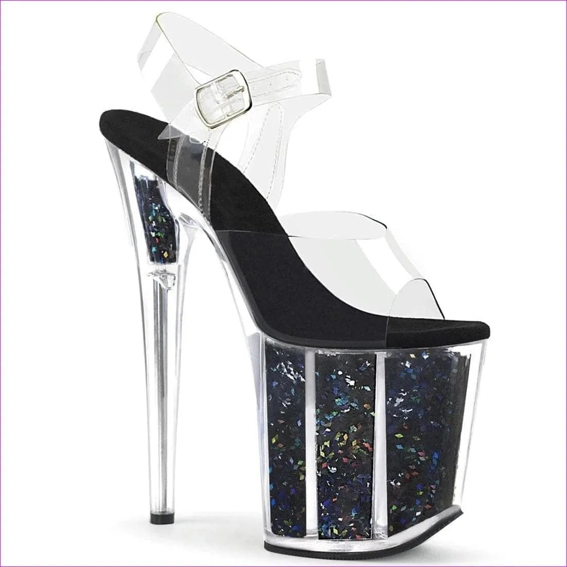 Sequin Transparent Platform Heel 7"