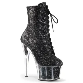 Sexy Devil Black Glitter Ankle Boots