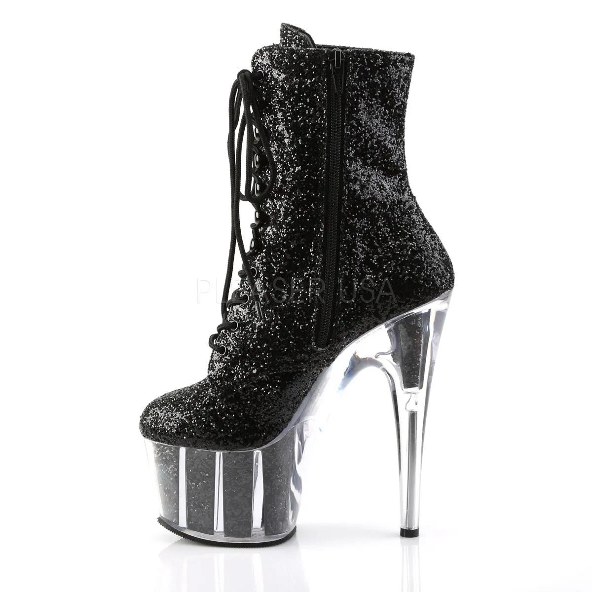 Sexy Devil Black Glitter Ankle Boots