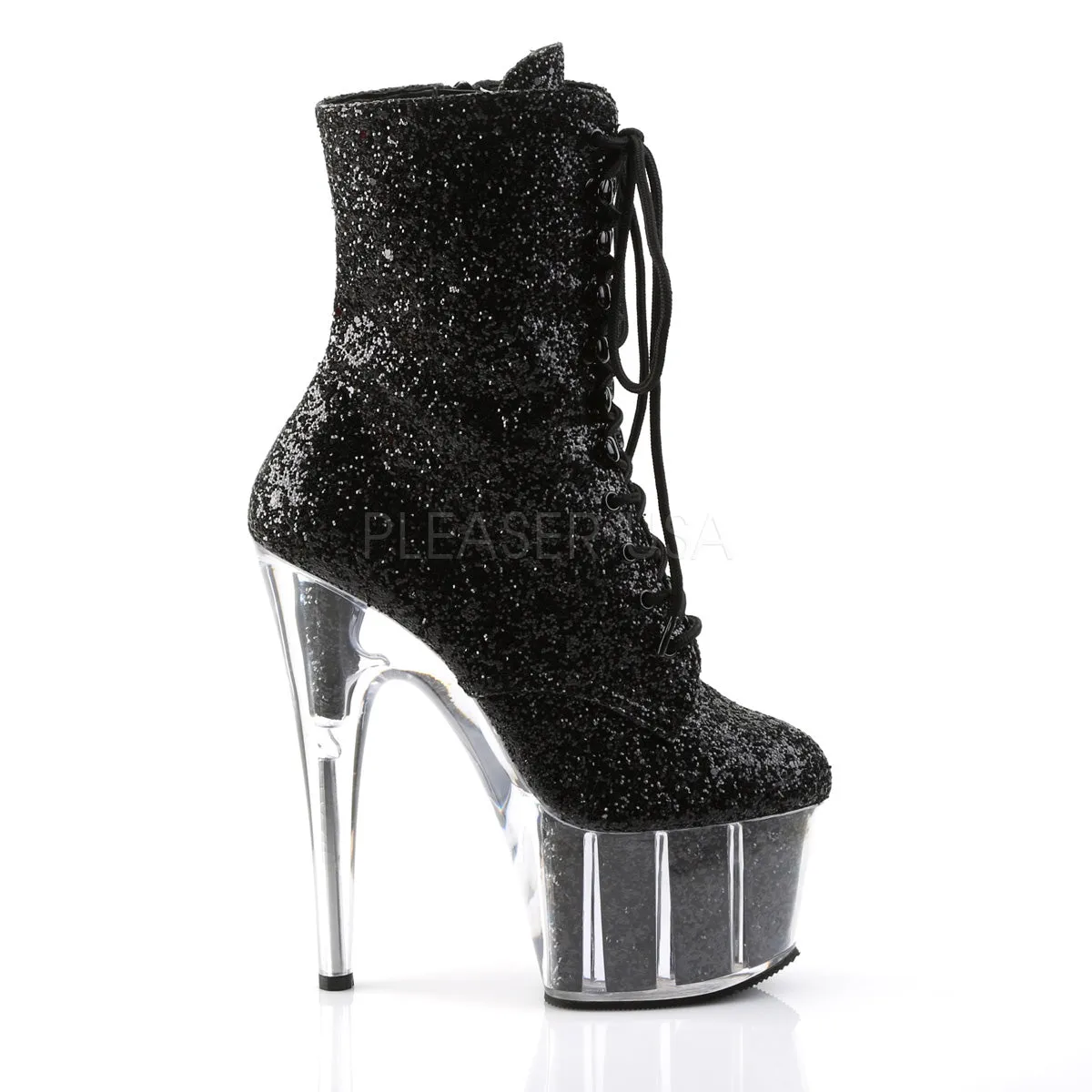 Sexy Devil Black Glitter Ankle Boots