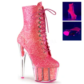 Sexy Devil Neon Pink Glitter Ankle Boots