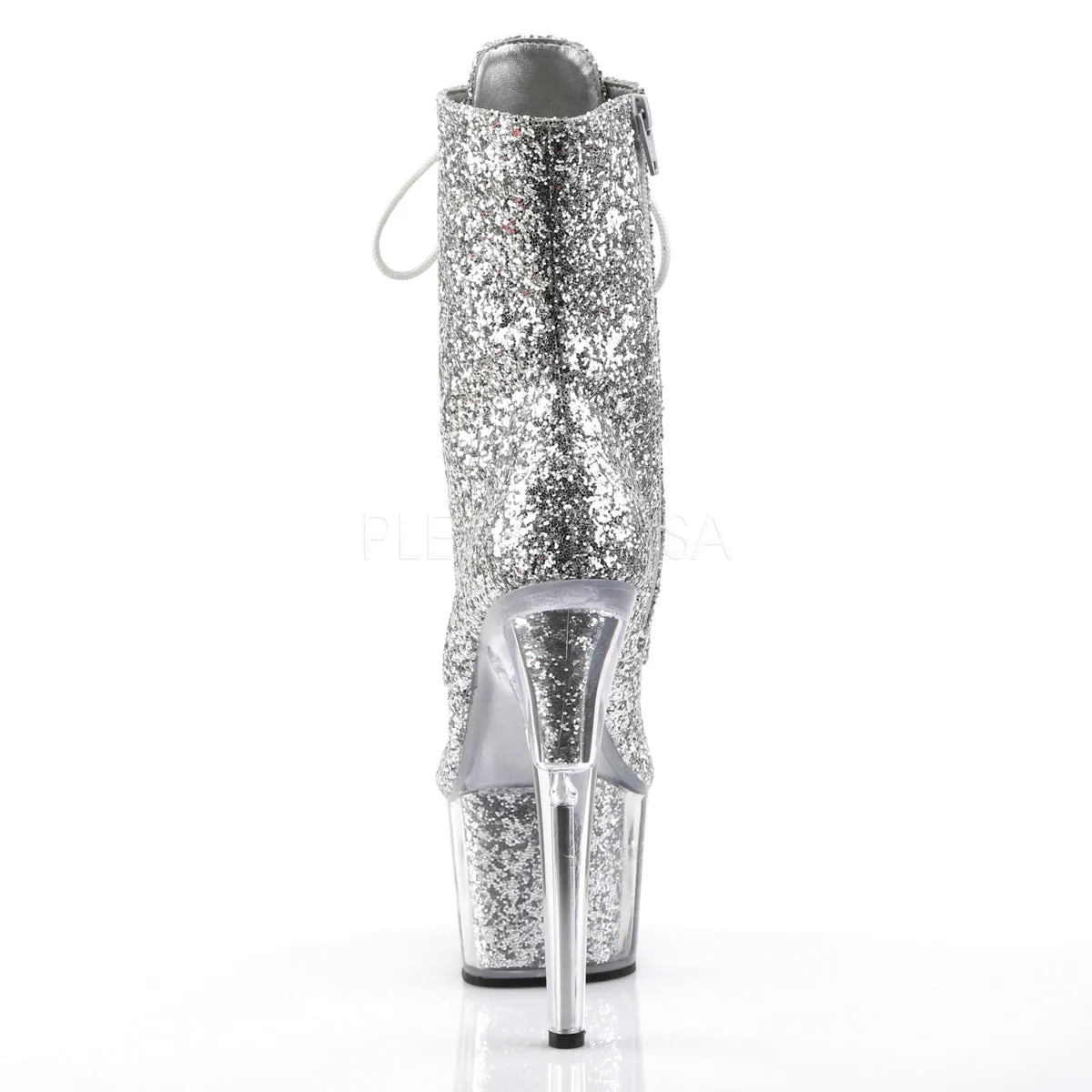 Sexy Devil Silver Glitter Ankle Boots
