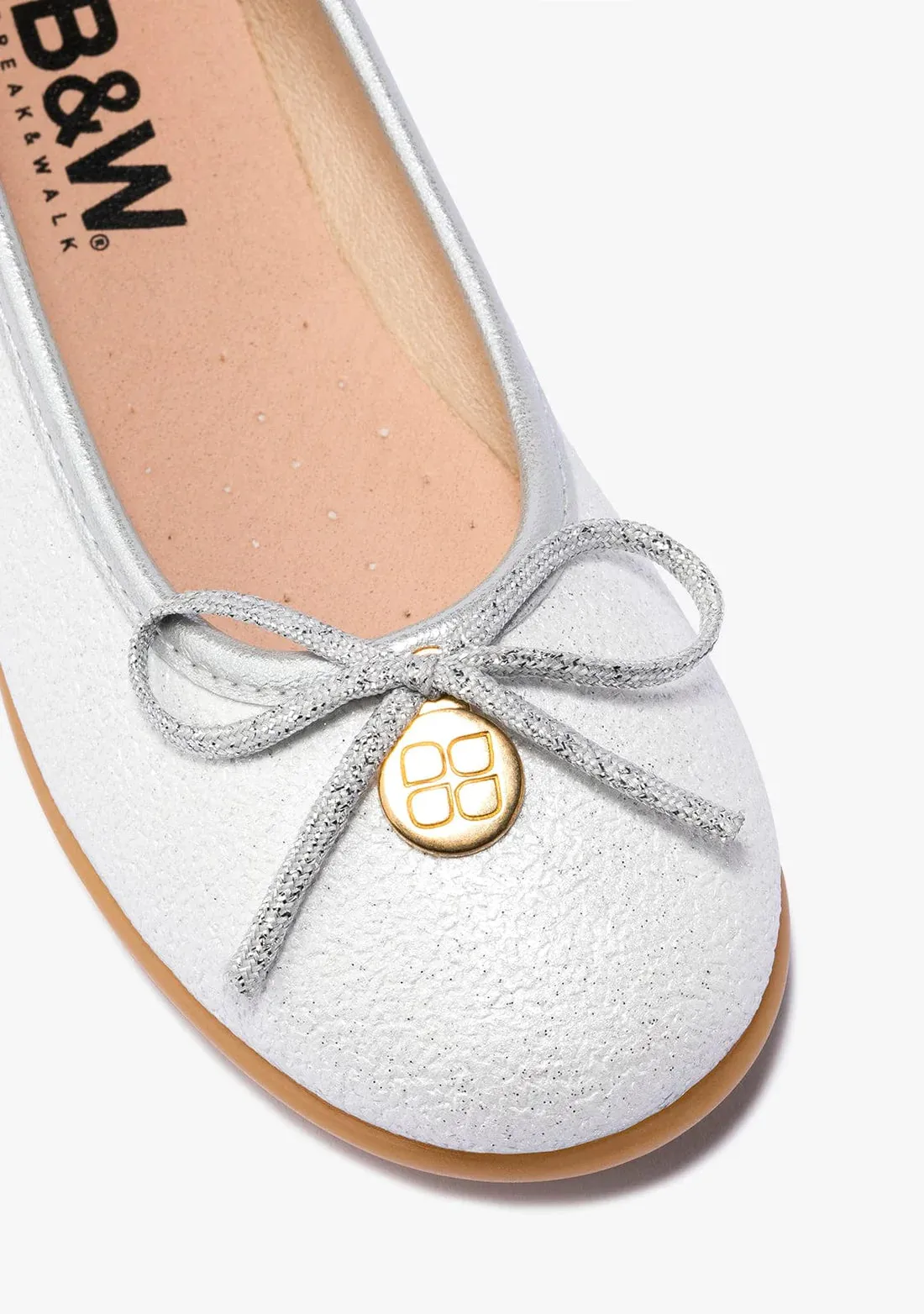 Silver leather ballerinas