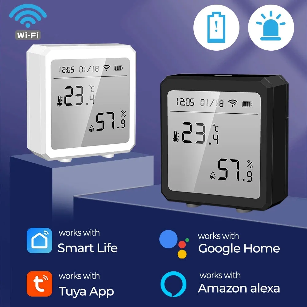 Smart WiFi Temperature and Humidity Sensor - Tuya Compatible, Indoor Wireless Thermohygrometer with Smartphone Remote Monitoring
