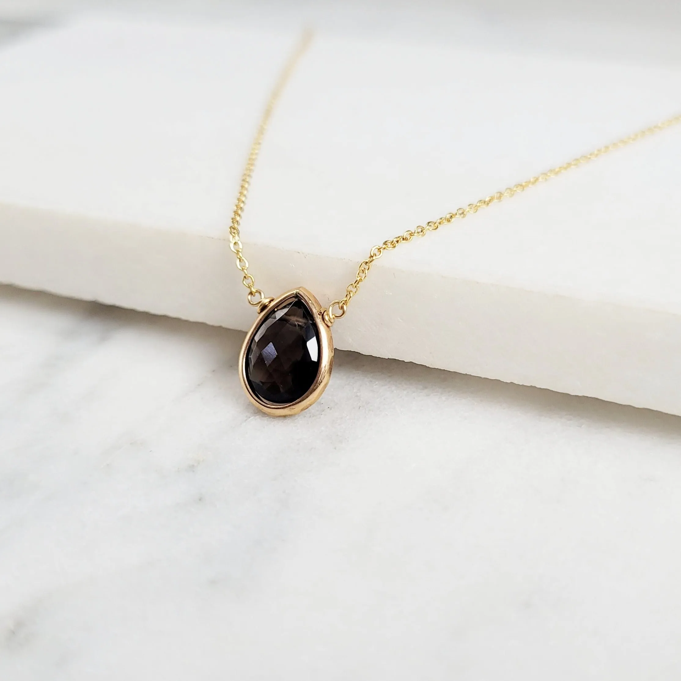 Smoky Quartz Briolette Pendant Necklace