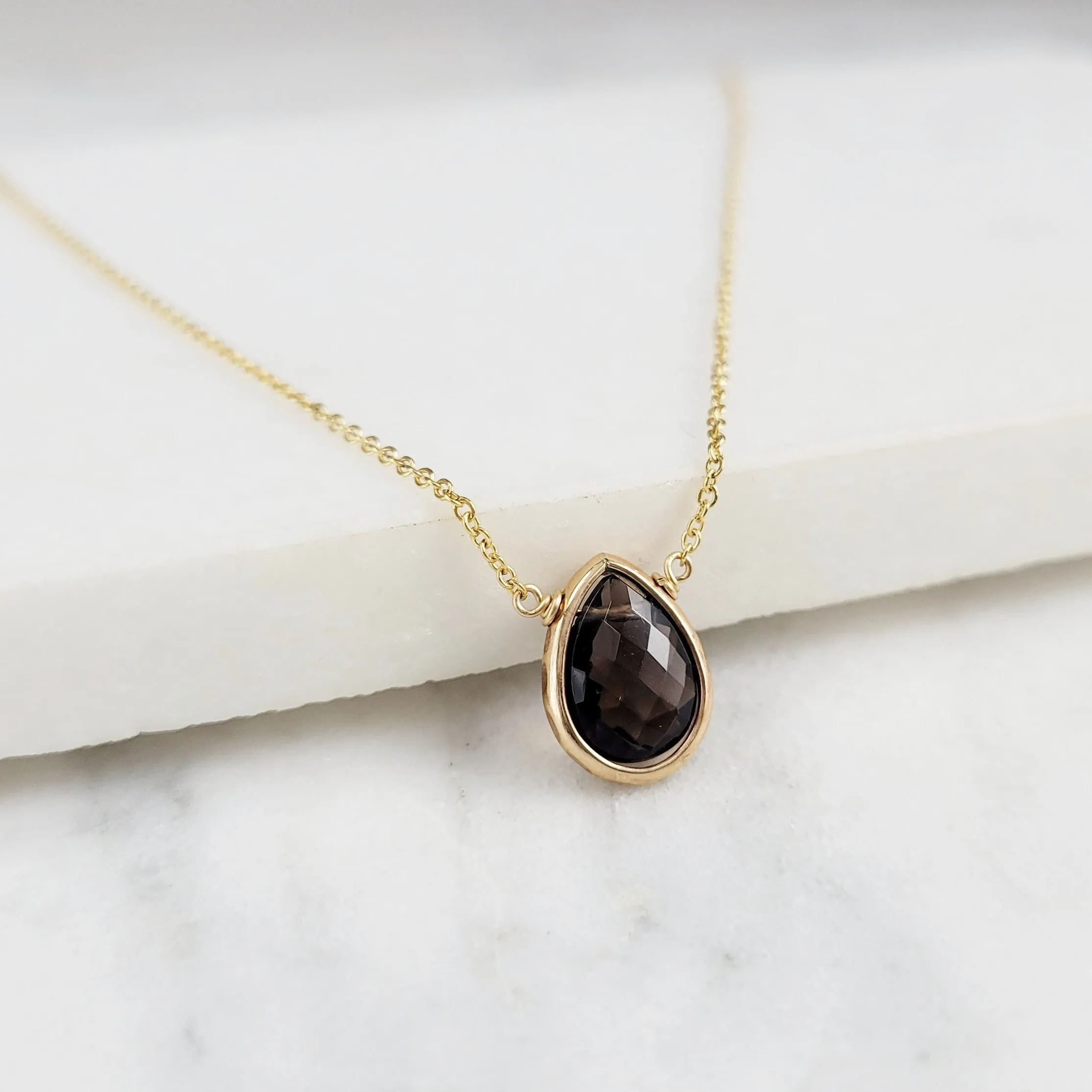 Smoky Quartz Briolette Pendant Necklace