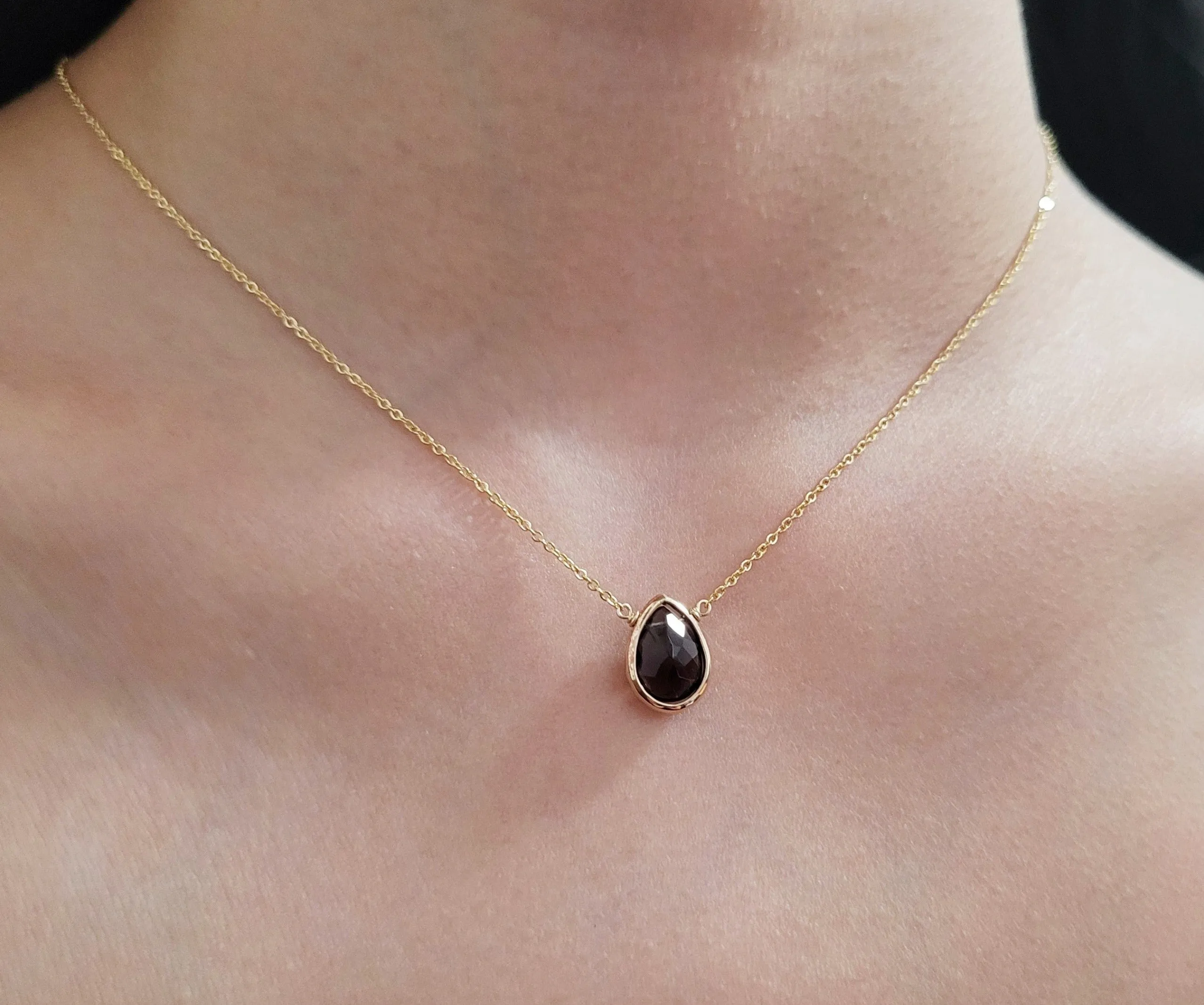 Smoky Quartz Briolette Pendant Necklace
