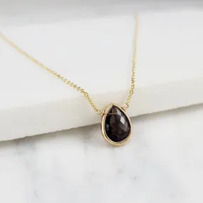 Smoky Quartz Briolette Pendant Necklace