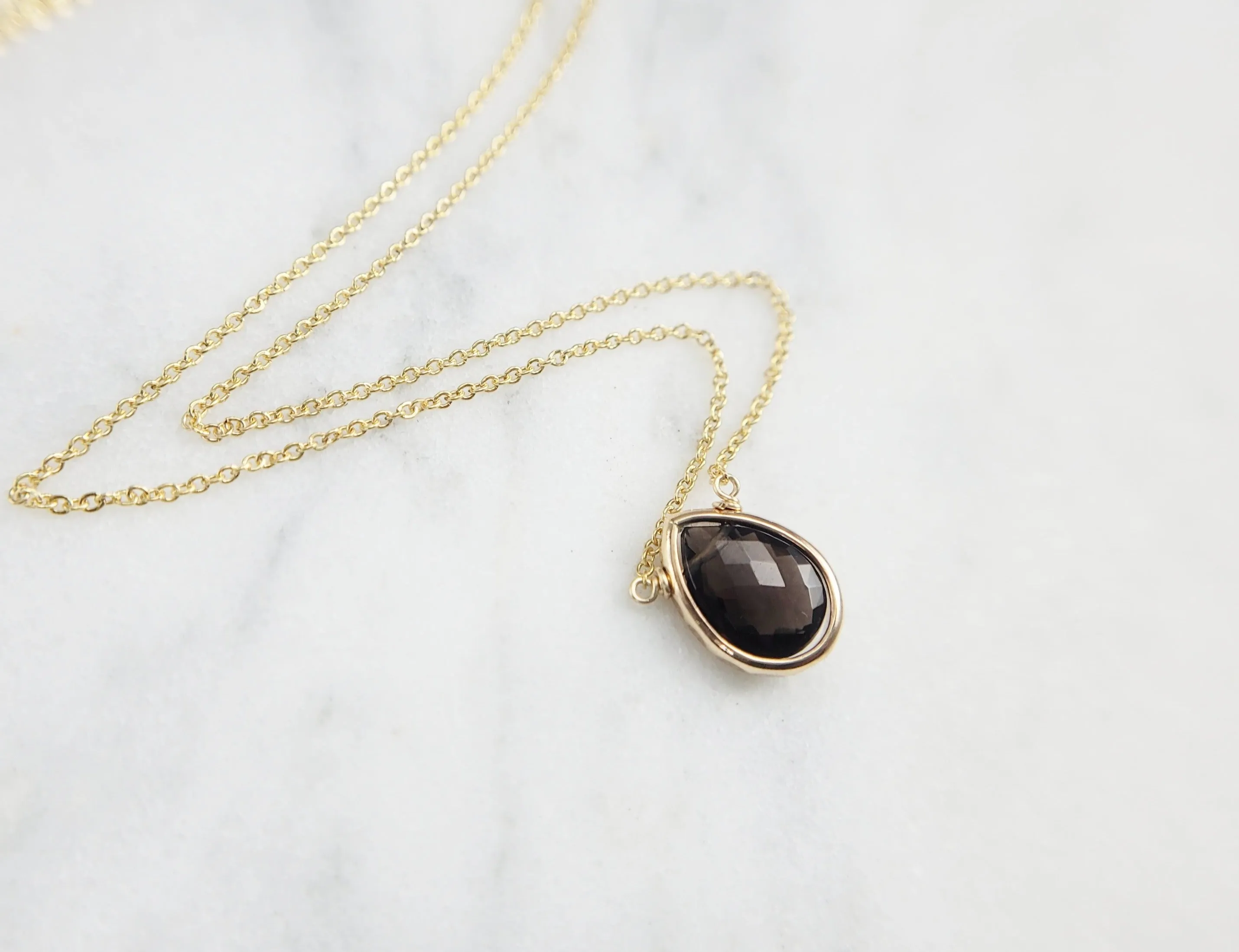 Smoky Quartz Briolette Pendant Necklace