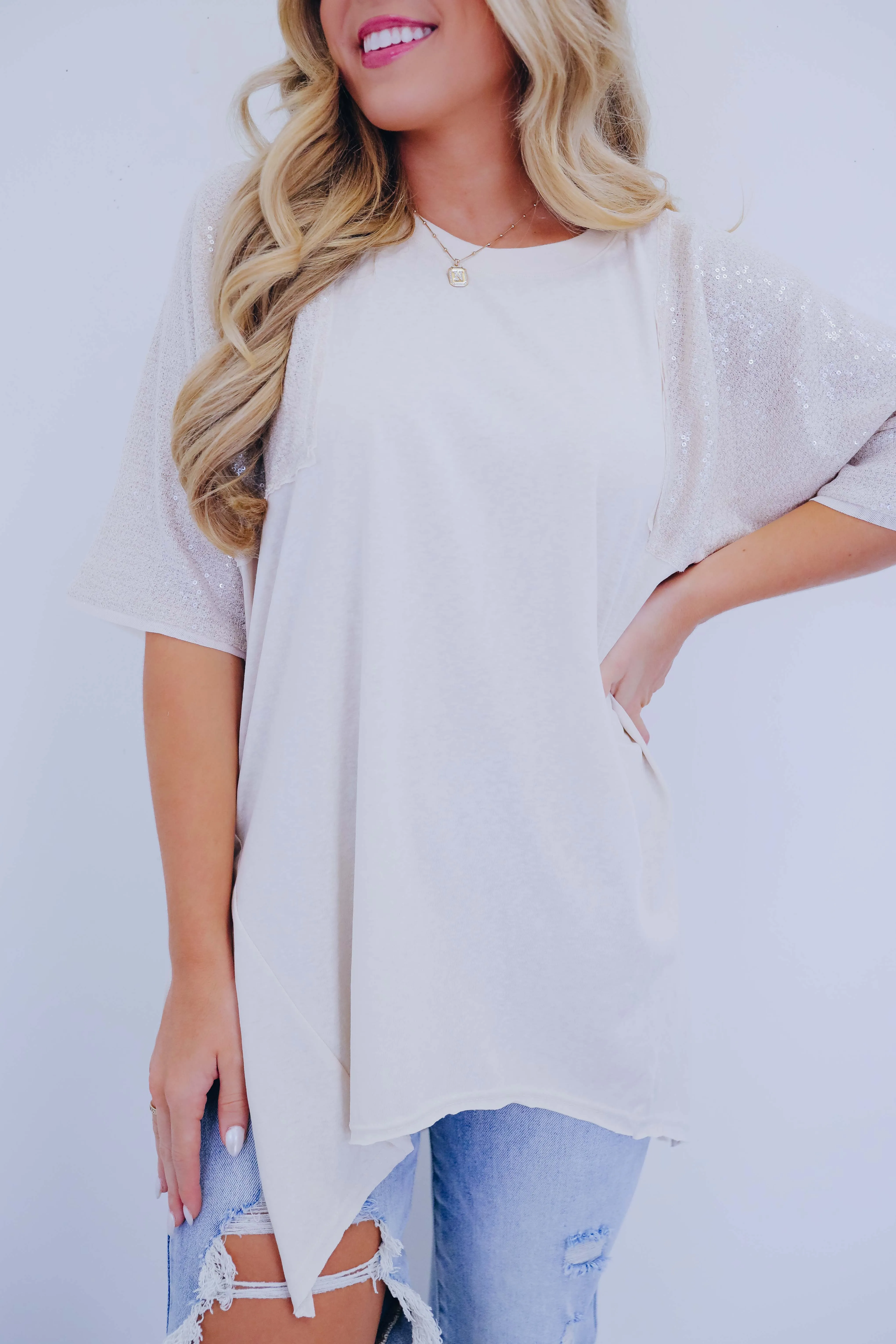 Sugar Sheen Side Slit Tunic Shirt- 2- Colors