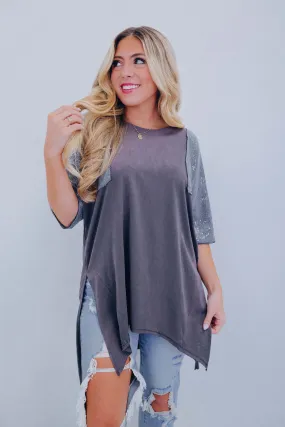 Sugar Sheen Side Slit Tunic Shirt- 2- Colors