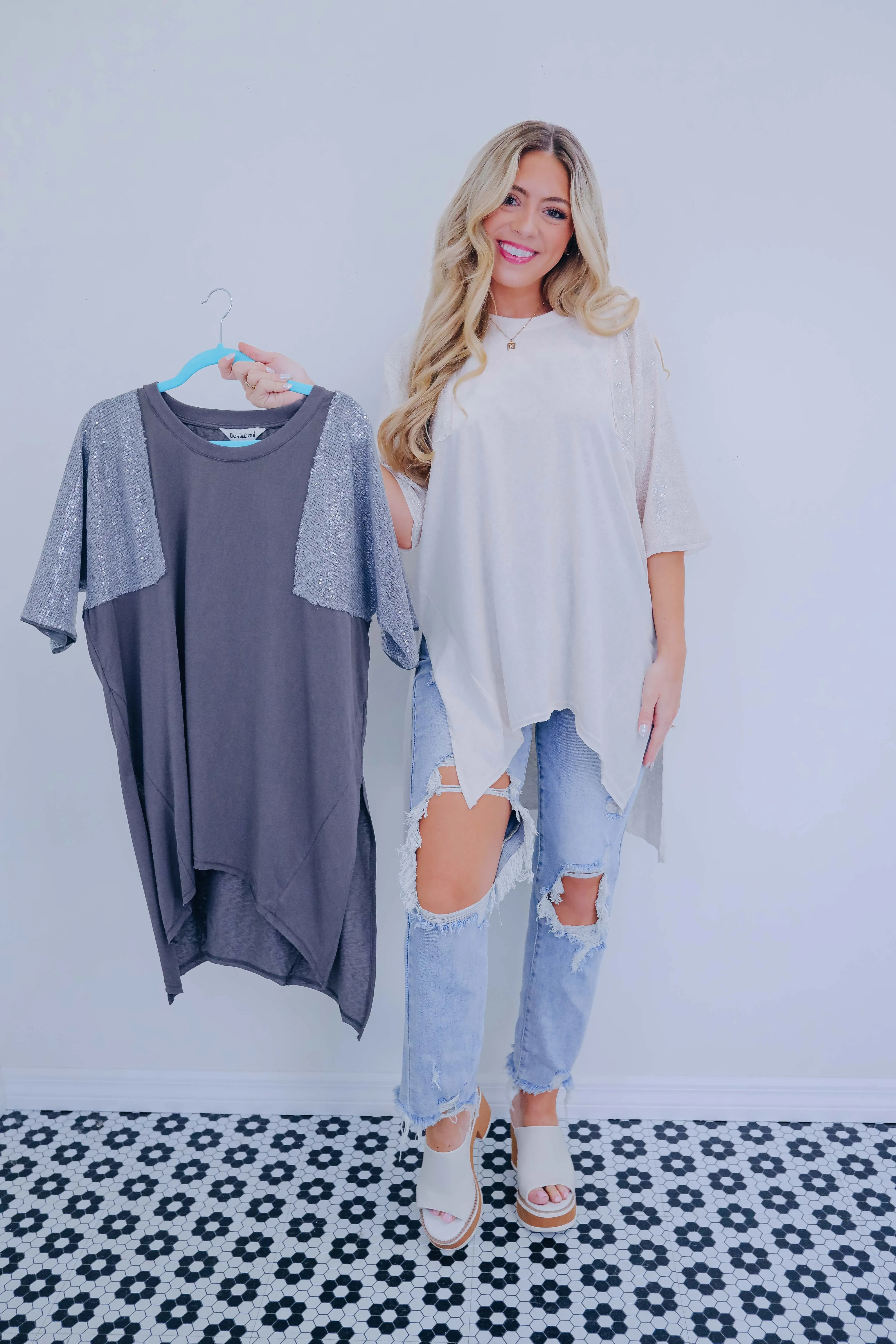 Sugar Sheen Side Slit Tunic Shirt- 2- Colors