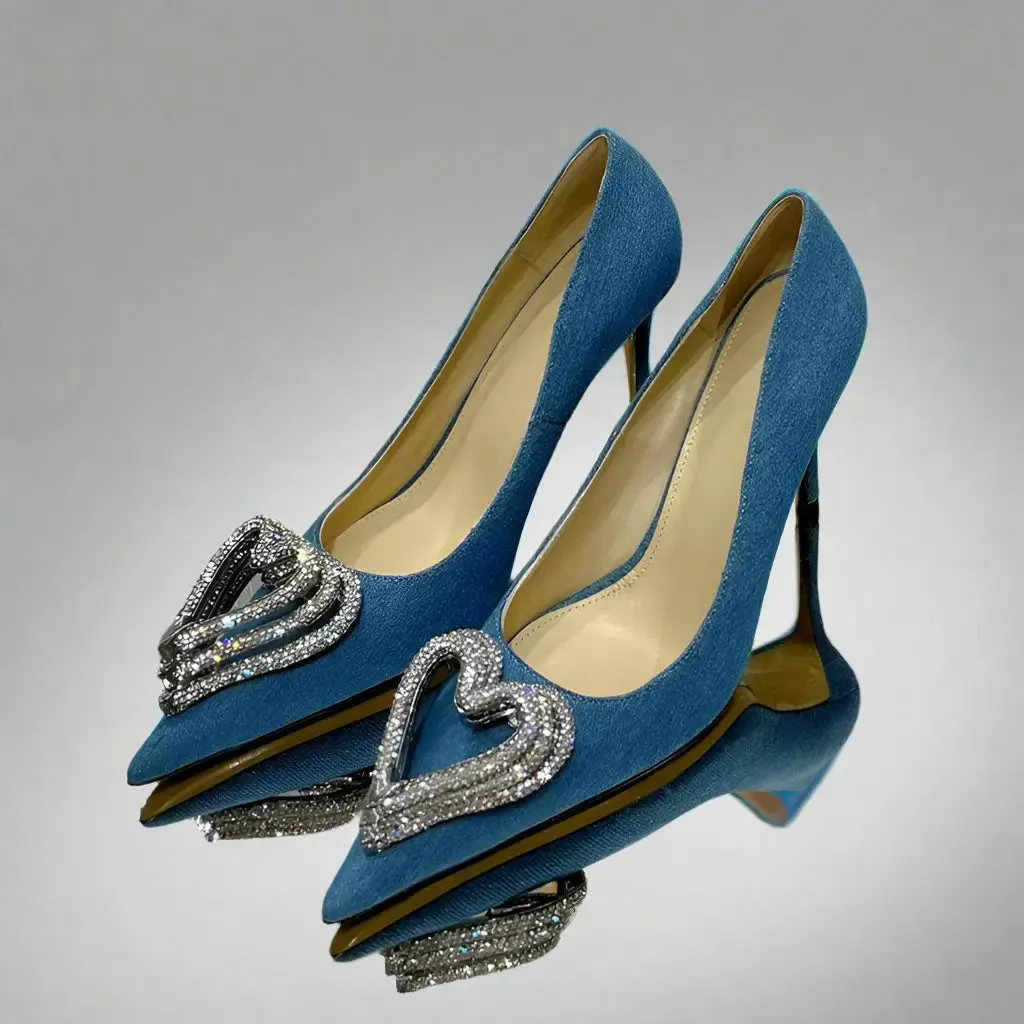 Tamia Demin Crystal Heels