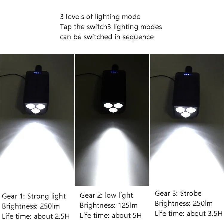 TG-ZX019 Solar Bicycle Headlight Flashlight Night Riding Strong Light USB Charging Rainproof Light