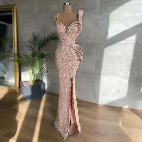 Wjczt Glitter Elegant Evening Gowns Mermaid Luxury Long High Slit Sequin Women Party Prom Dresses Custom Made Plus Size فساتين الحفلات