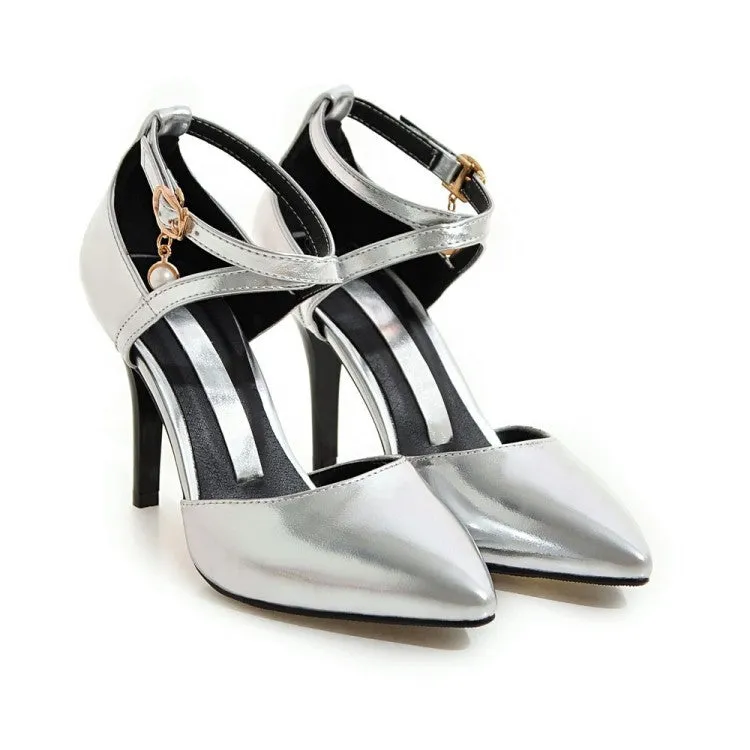 Women's Ankle Straps Pointed Toe Stiletto Sandals High Heels Shoes 8005