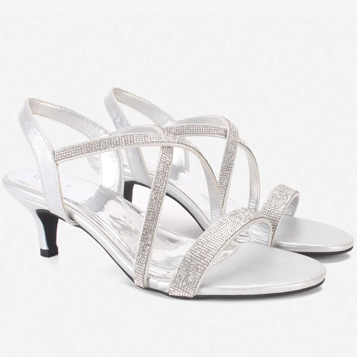 Womens "HIYLO"Glitter Low Heel Party Sandals