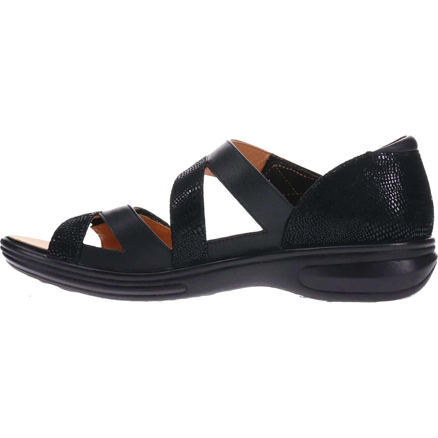 Women's Revere Mauritius Black Lizard Leather