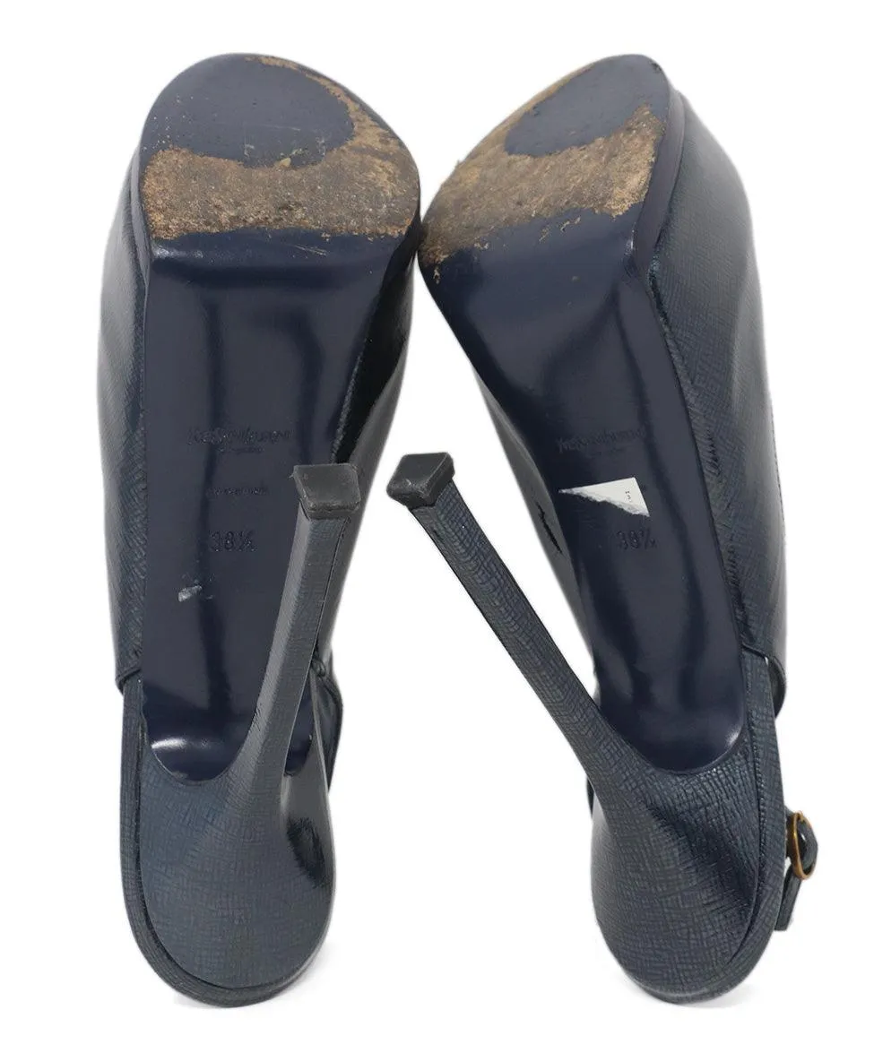 YSL Navy Patent Leather Platform Heels sz 8.5