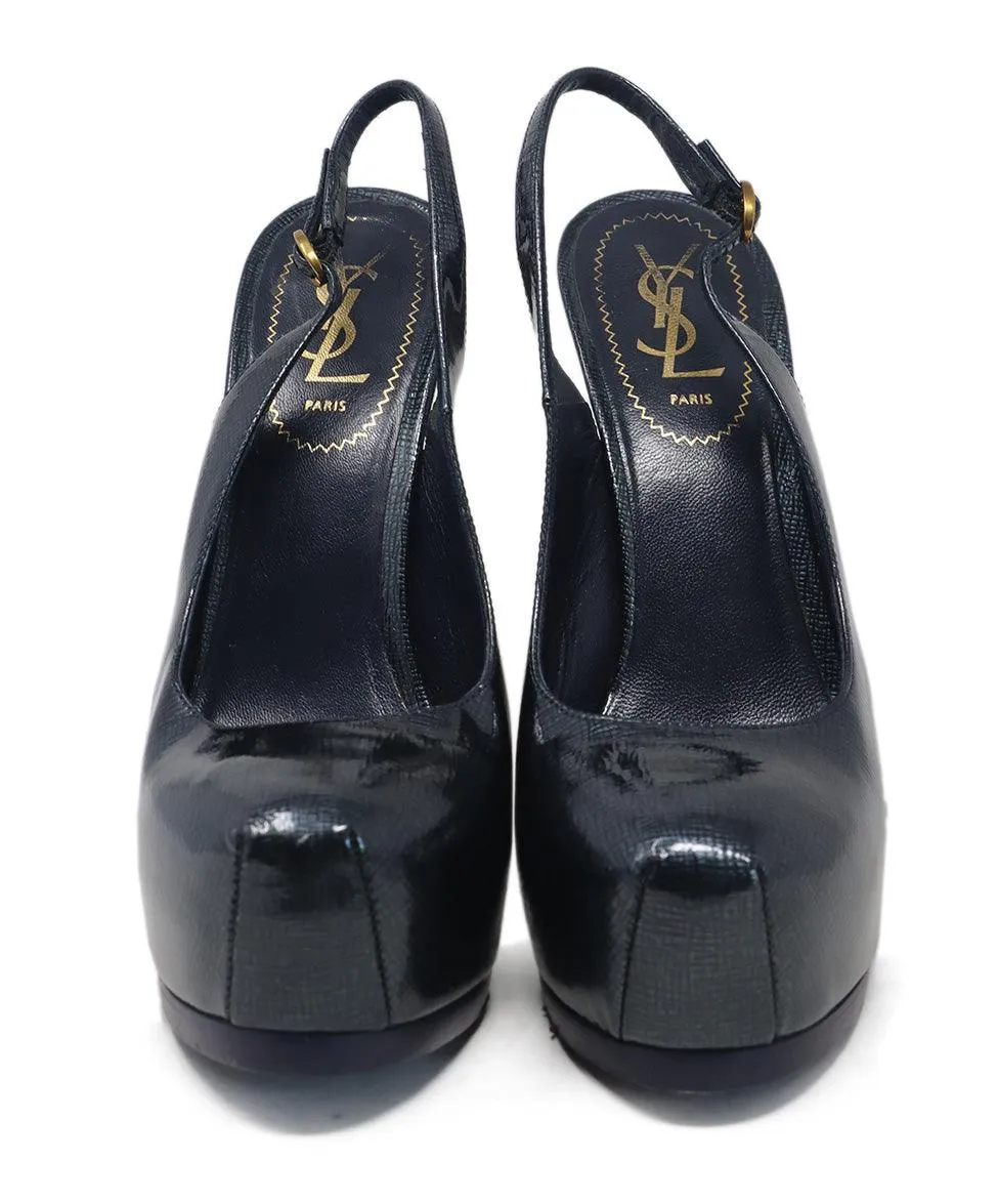 YSL Navy Patent Leather Platform Heels sz 8.5