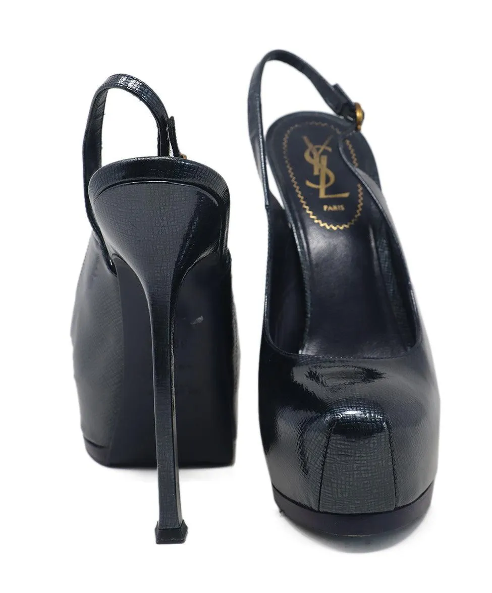 YSL Navy Patent Leather Platform Heels sz 8.5
